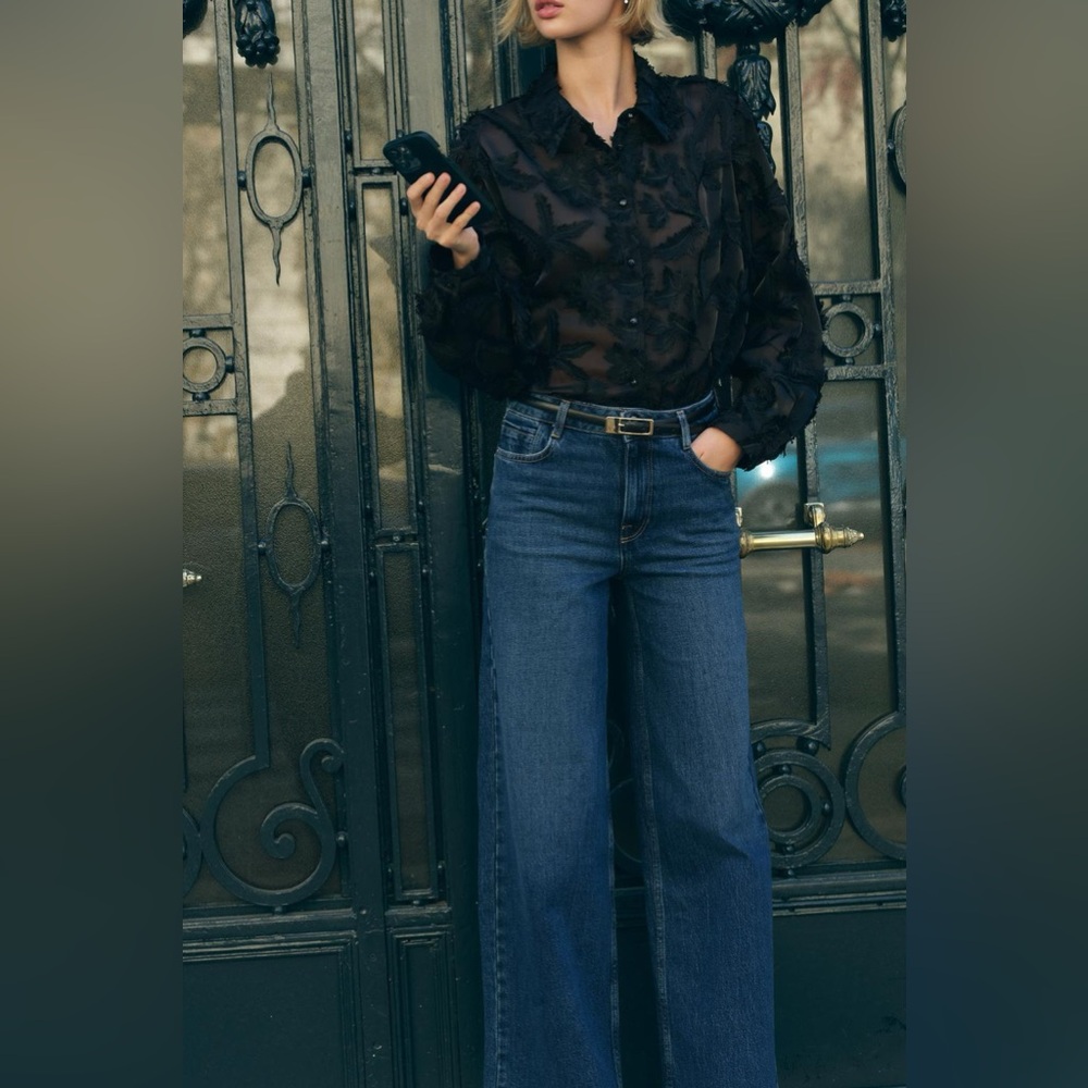 ZARA XL FRAYED BLACK SHIRT STUNNING ❣️